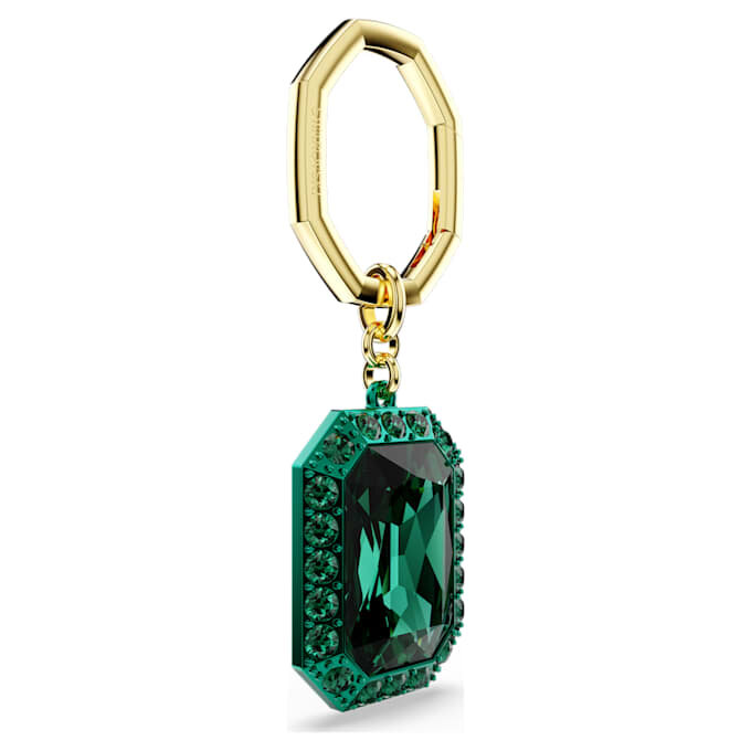 Porte-clés à cristal taillé en octogone, vert, finition métaux mélangés Porte-clés à cristal taillé en octogone, vert, finition métaux mélangés
