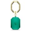 Porte-clés à cristal taillé en octogone, vert, finition métaux mélangés Porte-clés à cristal taillé en octogone, vert, finition métaux mélangés