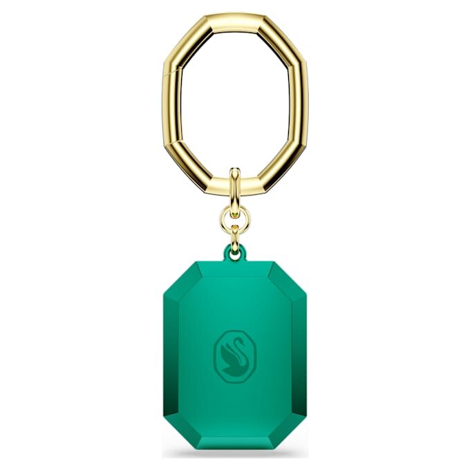 Porte-clés à cristal taillé en octogone, vert, finition métaux mélangés Porte-clés à cristal taillé en octogone, vert, finition métaux mélangés