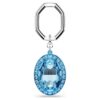 Porte-clés à cristal taillé ovale, bleu, finition métaux mélangés Porte-clés à cristal taillé ovale, bleu, finition métaux mélangés