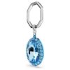 Porte-clés à cristal taillé ovale, bleu, finition métaux mélangés Porte-clés à cristal taillé ovale, bleu, finition métaux mélangés