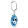 Porte-clés à cristal taillé ovale, bleu, finition métaux mélangés Porte-clés à cristal taillé ovale, bleu, finition métaux mélangés