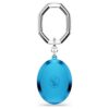 Porte-clés à cristal taillé ovale, bleu, finition métaux mélangés Porte-clés à cristal taillé ovale, bleu, finition métaux mélangés