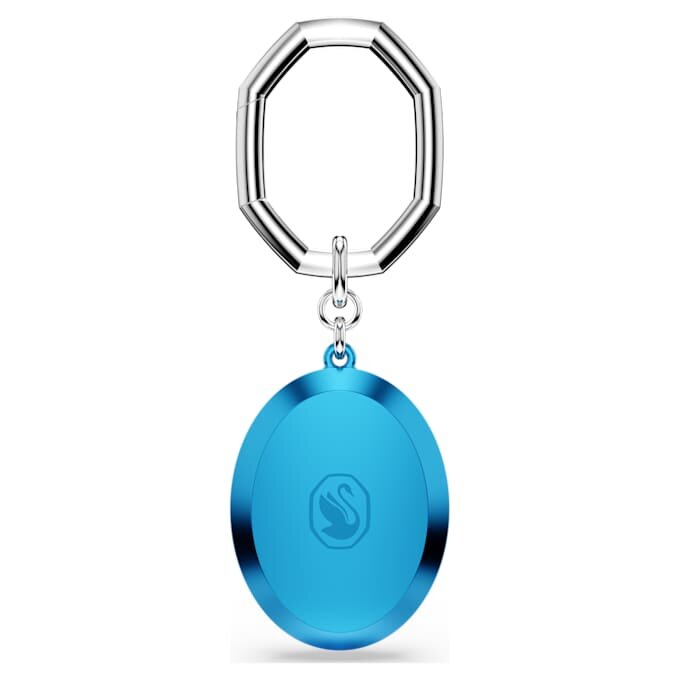 Porte-clés à cristal taillé ovale, bleu, finition métaux mélangés Porte-clés à cristal taillé ovale, bleu, finition métaux mélangés
