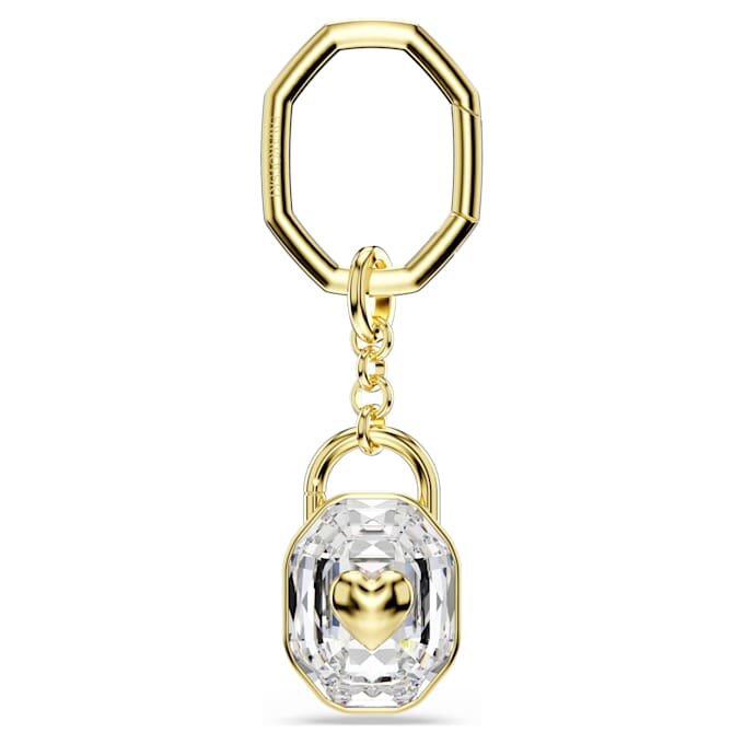Porte-clés de forme ovale, blanc, plaqué or Porte-clés de forme ovale, blanc, plaqué or