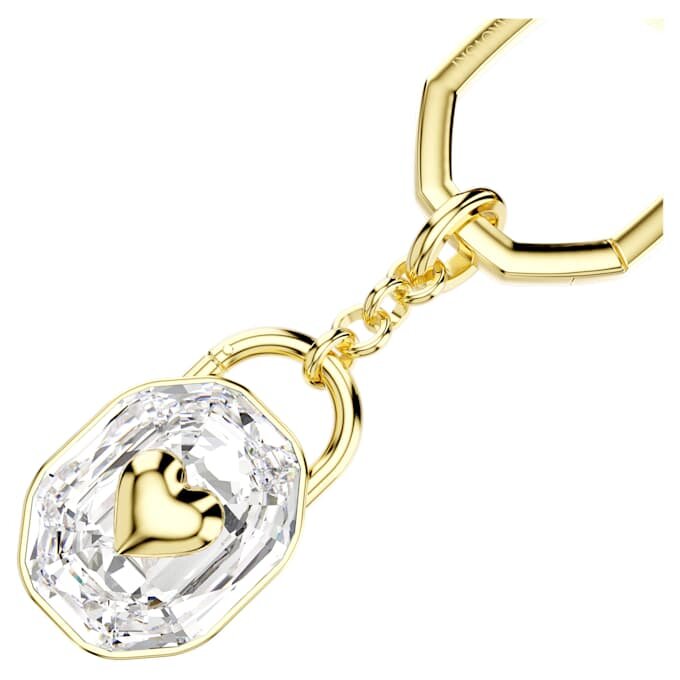 Porte-clés de forme ovale, blanc, plaqué or Porte-clés de forme ovale, blanc, plaqué or