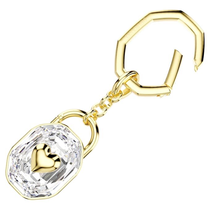 Porte-clés de forme ovale, blanc, plaqué or Porte-clés de forme ovale, blanc, plaqué or