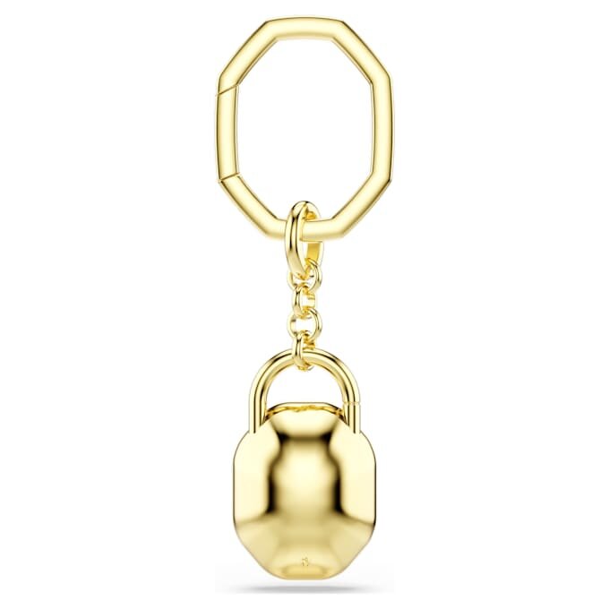 Porte-clés de forme ovale, blanc, plaqué or Porte-clés de forme ovale, blanc, plaqué or