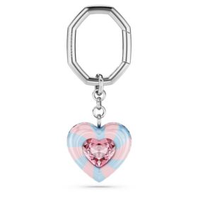 Porte-clés en forme de cœur, multicolore, plaqué rhodium