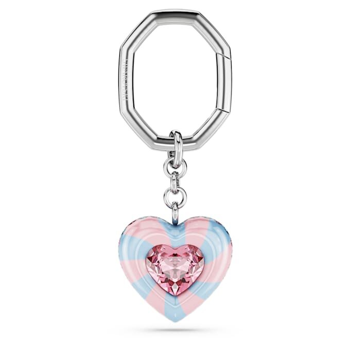 Porte-clés en forme de cœur, multicolore, plaqué rhodium Porte-clés en forme de cœur, multicolore, plaqué rhodium