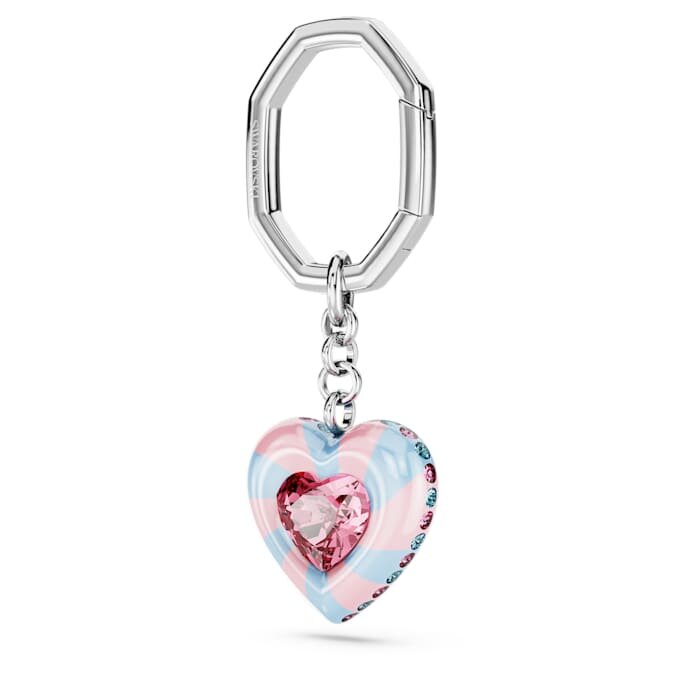 Porte-clés en forme de cœur, multicolore, plaqué rhodium Porte-clés en forme de cœur, multicolore, plaqué rhodium