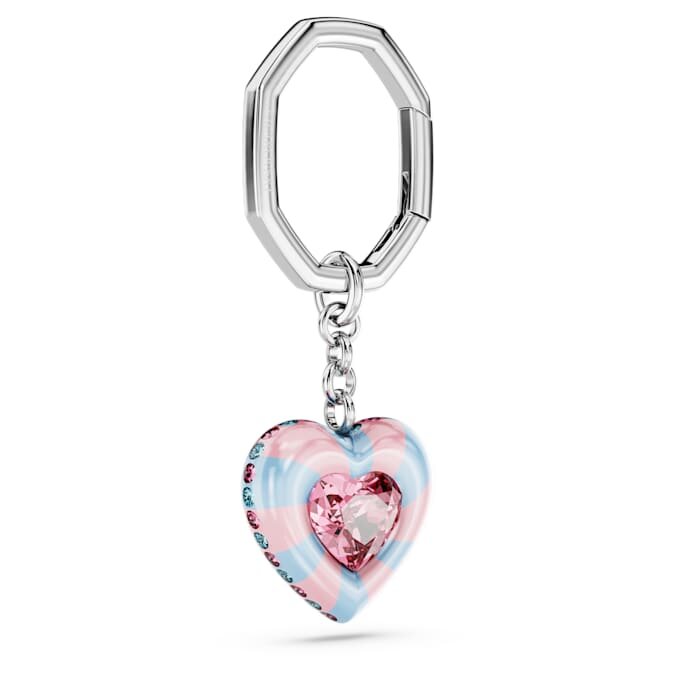 Porte-clés en forme de cœur, multicolore, plaqué rhodium Porte-clés en forme de cœur, multicolore, plaqué rhodium