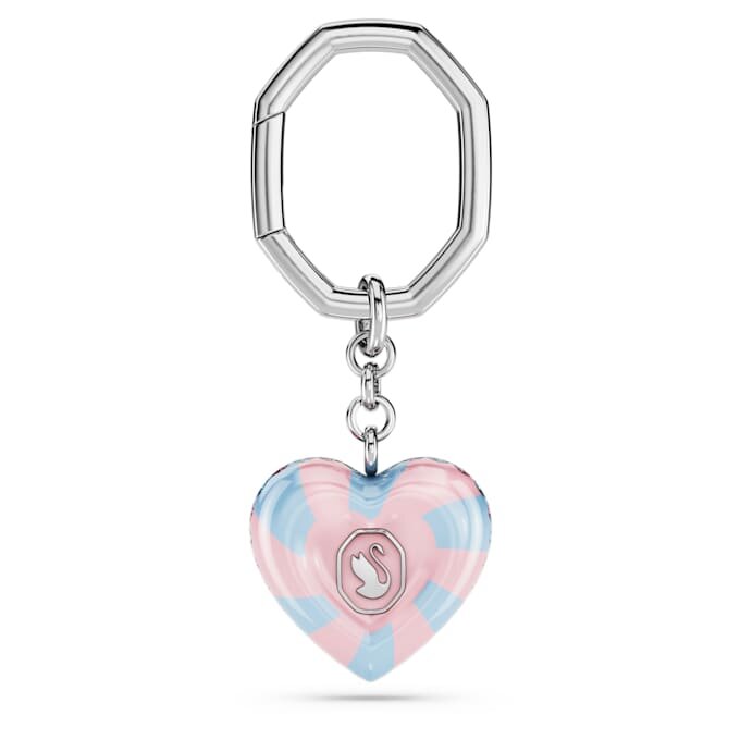 Porte-clés en forme de cœur, multicolore, plaqué rhodium Porte-clés en forme de cœur, multicolore, plaqué rhodium