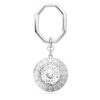 Porte-clés à maillons ronds, blanc, plaqué rhodium