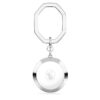 Porte-clés à maillons ronds, blanc, plaqué rhodium