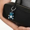 Porte-clés ours Teddy, bleu, plaqué rhodium Porte-clés ours Teddy, bleu, plaqué rhodium