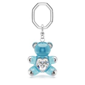 Porte-clés ours Teddy, bleu, plaqué rhodium