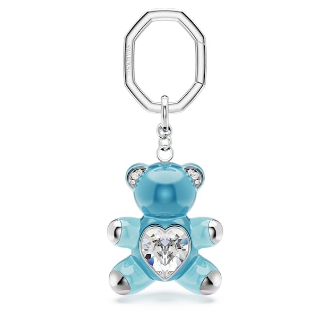 Porte-clés ours Teddy, bleu, plaqué rhodium Porte-clés ours Teddy, bleu, plaqué rhodium