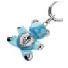 Porte-clés ours Teddy, bleu, plaqué rhodium Porte-clés ours Teddy, bleu, plaqué rhodium