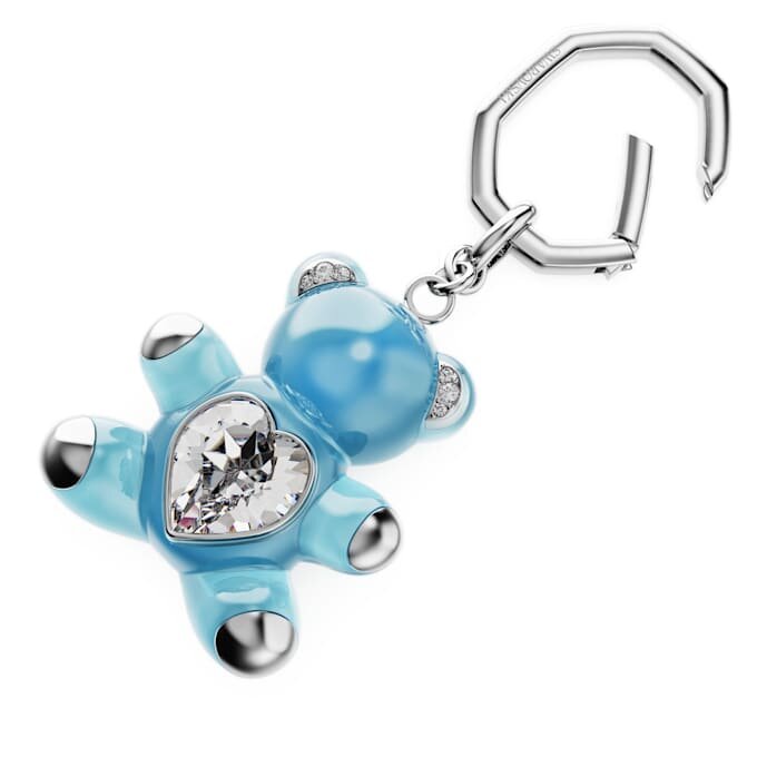 Porte-clés ours Teddy, bleu, plaqué rhodium Porte-clés ours Teddy, bleu, plaqué rhodium