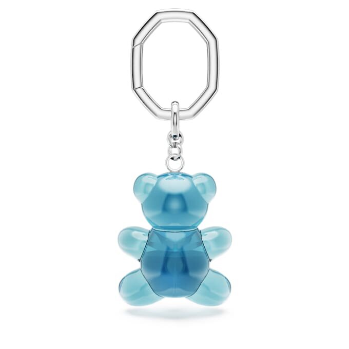 Porte-clés ours Teddy, bleu, plaqué rhodium Porte-clés ours Teddy, bleu, plaqué rhodium