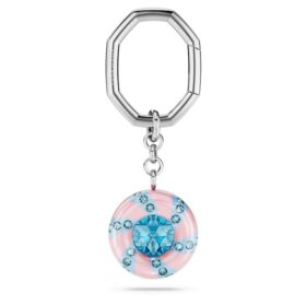 Porte-clés rond, multicolore, plaqué rhodium