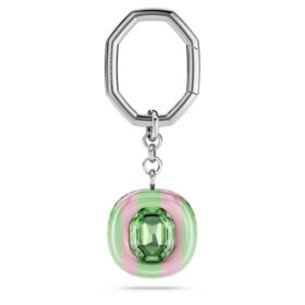 Porte-clés à taille octogonale, multicolore, plaqué rhodium