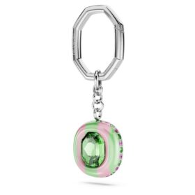 Porte-clés à taille octogonale, multicolore, plaqué rhodium