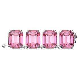 Rallonge Millenia à cristaux de taille octogonale, rose, plaquée rhodium