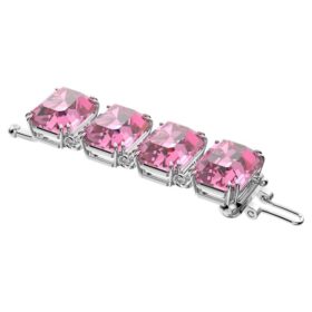 Rallonge Millenia à cristaux de taille octogonale, rose, plaquée rhodium