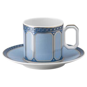 Tasse à expresso Signum avec soucoupe, en porcelaine, bleue