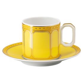 Tasse à expresso Signum avec soucoupe, en porcelaine, jaune