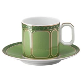 Tasse à expresso Signum avec soucoupe, en porcelaine, verte