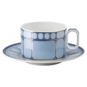 Tasse à thé Signum avec soucoupe, en porcelaine, bleue