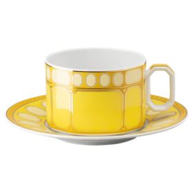 Tasse à thé Signum avec soucoupe, en porcelaine, jaune