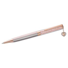 Stylo à bille Crystalline « Heart », teinte or rose, laqué rose, plaqué or rose