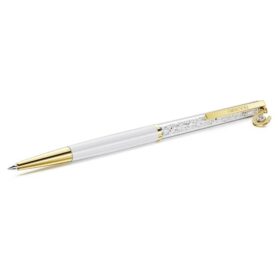 Stylo à bille Crystalline « Horse Shoe », blanc, laqué blanc, plaqué or