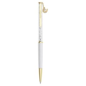 Stylo à bille Crystalline « Horse Shoe », blanc, laqué blanc, plaqué or