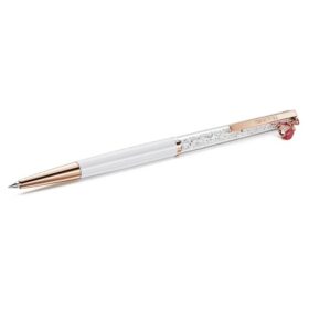Stylo à bille Crystalline « Ladybug », blanc, laqué rouge, plaqué or rose