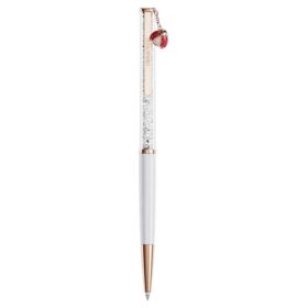 Stylo à bille Crystalline « Ladybug », blanc, laqué rouge, plaqué or rose