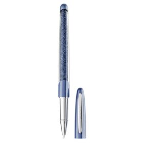 Stylo roller Crystalline bleu, plaqué chrome