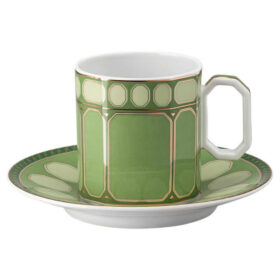 Tasse à café Signum avec soucoupe, en porcelaine, verte