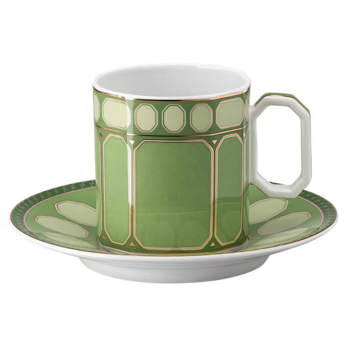 Tasse à café Signum avec soucoupe, en porcelaine, verte Tasse à café Signum avec soucoupe, en porcelaine, verte