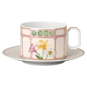 Tasse et soucoupe Idyllia Combi en porcelaine, motif « Crystal Print », bouquet, multicolore