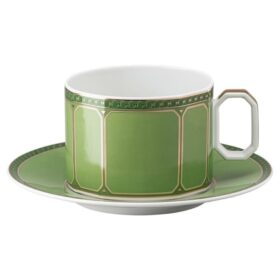 Tasse et soucoupe Signum en porcelaine, verte