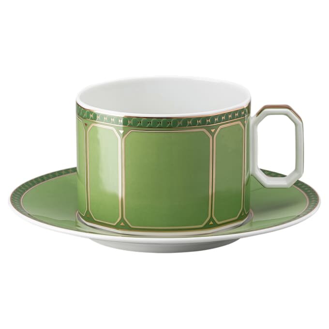 Tasse et soucoupe Signum en porcelaine, verte Tasse et soucoupe Signum en porcelaine, verte