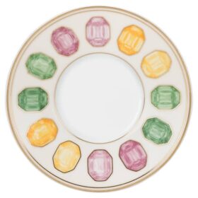 Tasse à expresso Idyllia avec soucoupe, en porcelaine, motif imprimé en cristal, citron, multicolore