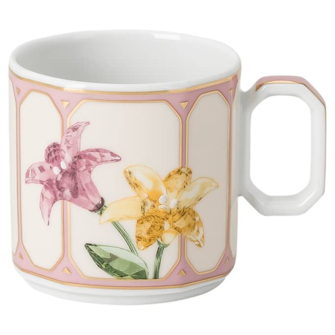 Tasse à expresso Idyllia avec soucoupe, en porcelaine, motif imprimé en cristal, citron, multicolore Tasse à expresso Idyllia avec soucoupe, en porcelaine, motif imprimé en cristal, citron, multicolore
