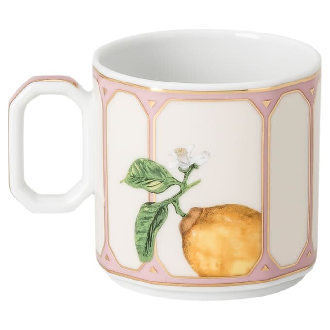 Tasse à expresso Idyllia avec soucoupe, en porcelaine, motif imprimé en cristal, citron, multicolore Tasse à expresso Idyllia avec soucoupe, en porcelaine, motif imprimé en cristal, citron, multicolore