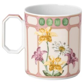 Tasse Idyllia en porcelaine, motif « Crystal Print », moucherolle, rose